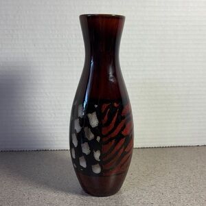 Elegant Expressions 8” Brown and Red Patterned Vase